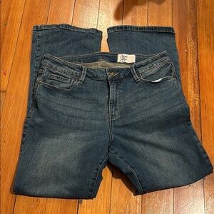 Blue Boot Cut Jeans with Subtle Fading